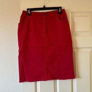 Red Liz Claiborne red jean pencil skirt